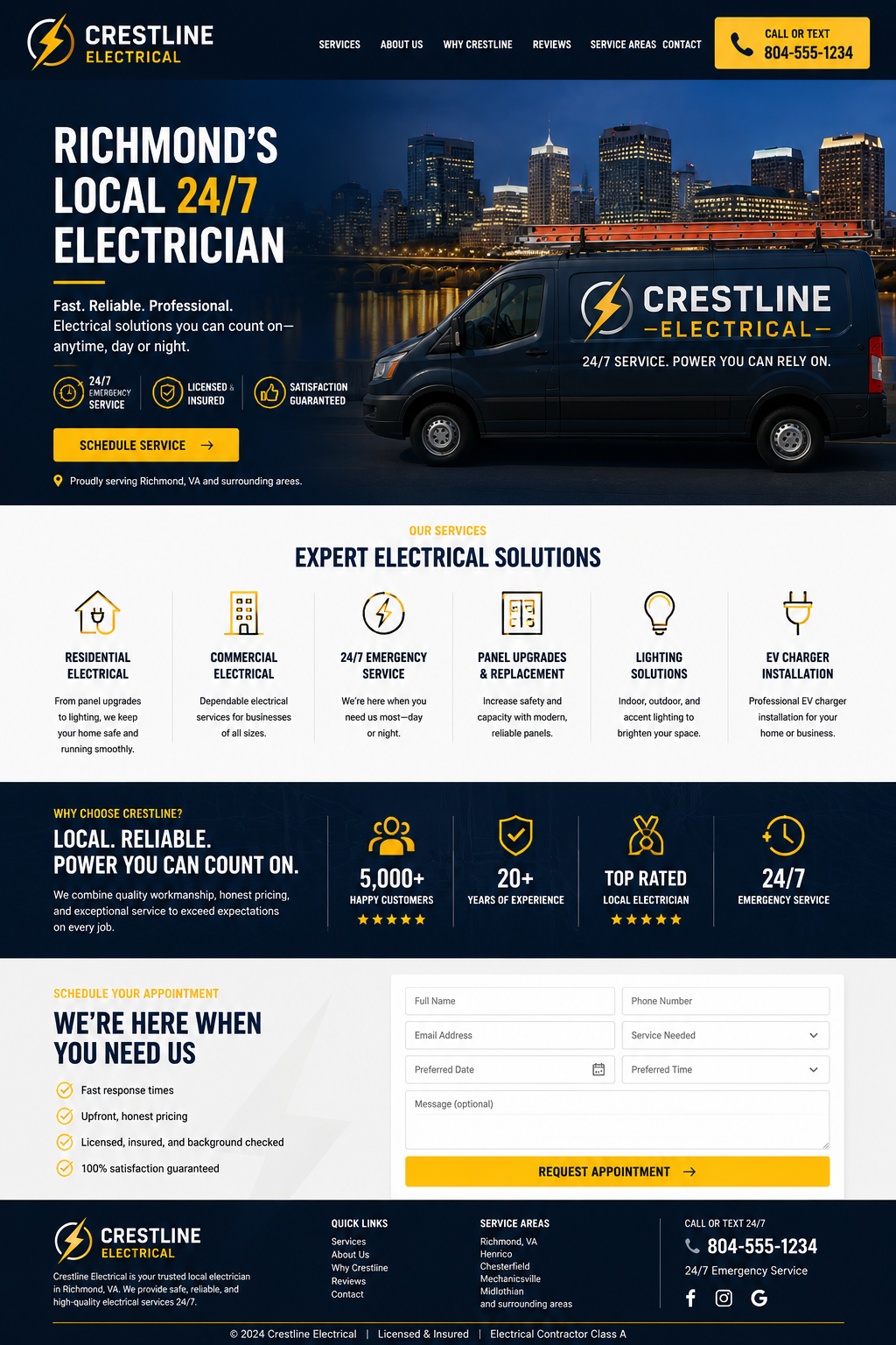 Electrician contractor website sample by RVA AI Associates